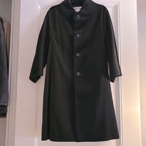 Comme Des Garçons Black Velvet Trapeze Dress Coat, Puff Collar Sz S